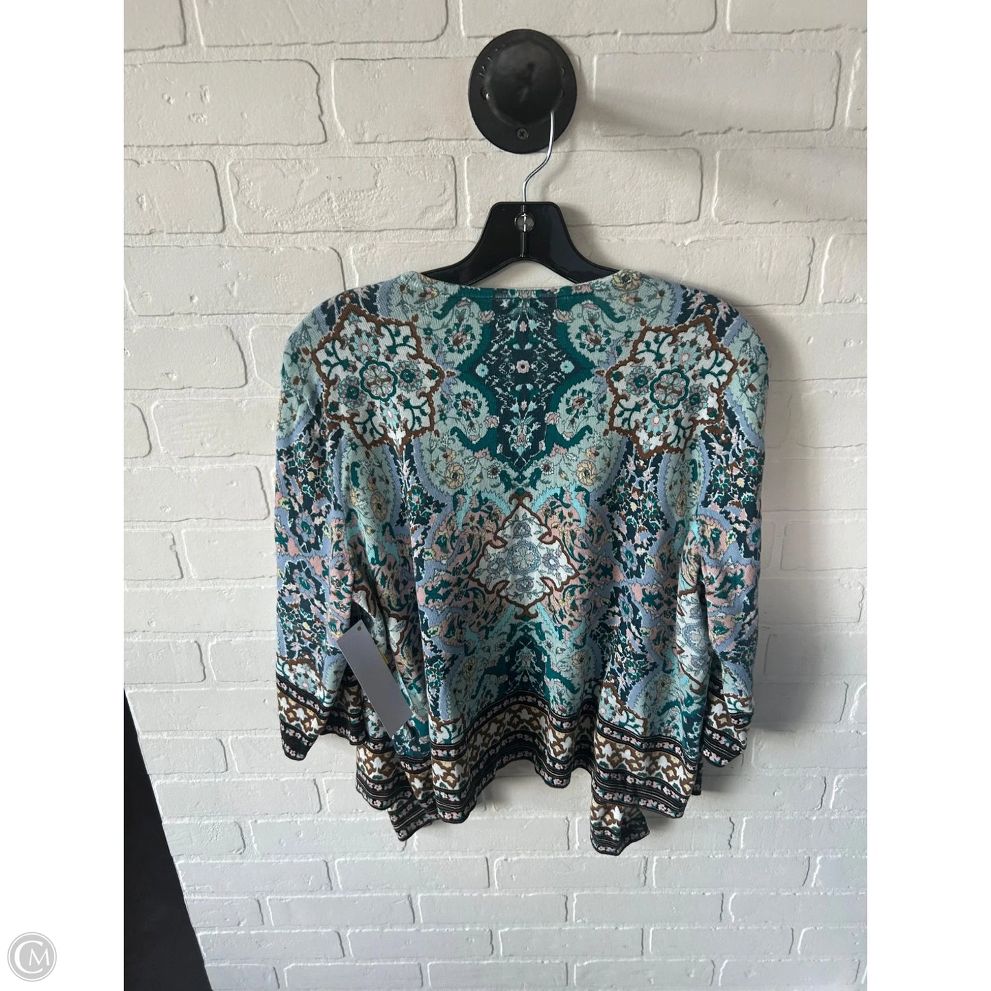 Sweater Cardigan By Chicos In Blue & Brown, Size: Xl