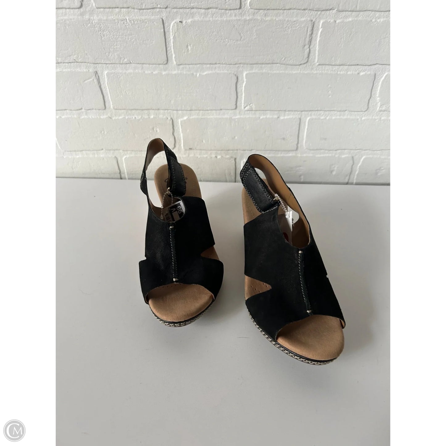Sandals Heels Wedge By Clarks In Black, Size: 7.5