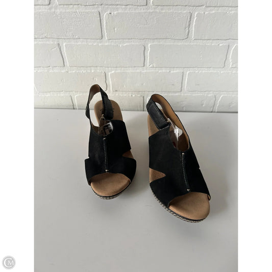 Sandals Heels Wedge By Clarks In Black, Size: 7.5
