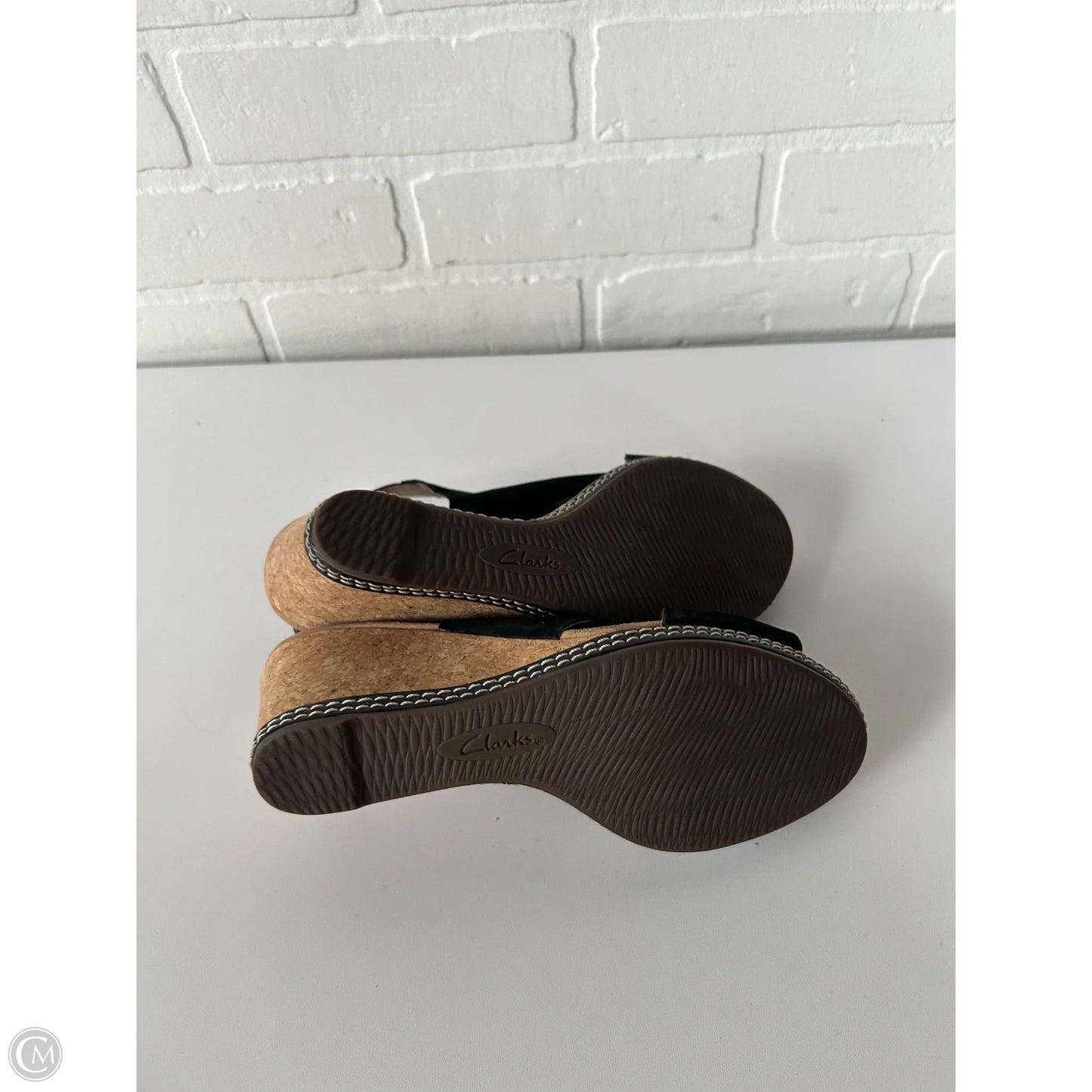 Sandals Heels Wedge By Clarks In Black, Size: 7.5