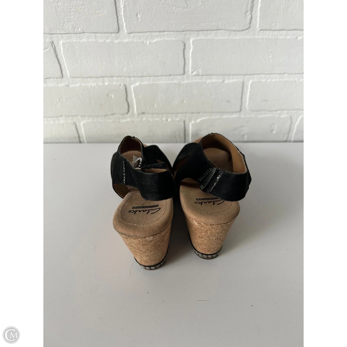 Sandals Heels Wedge By Clarks In Black, Size: 7.5