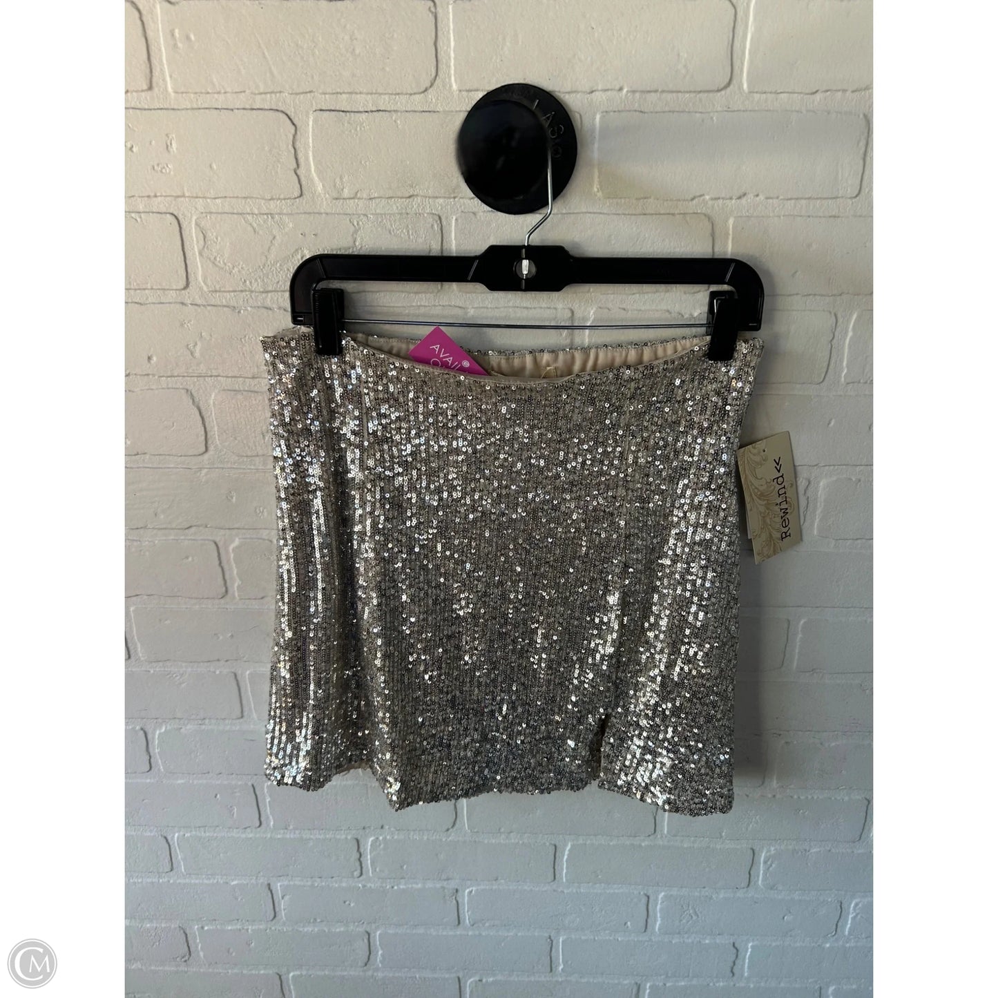 Skirt Mini & Short By Rewind In Silver, Size: 12