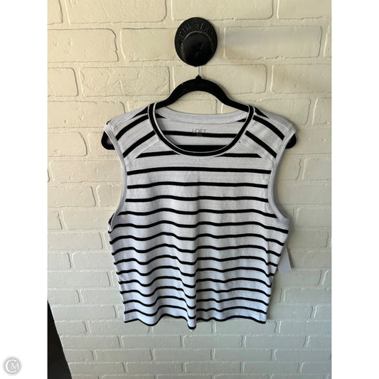Sweater Short Sleeve By Loft In Black & White, Size: L
