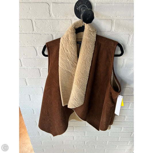Vest Faux Fur & Sherpa By Chaps In Brown & Cream, Size: Xl