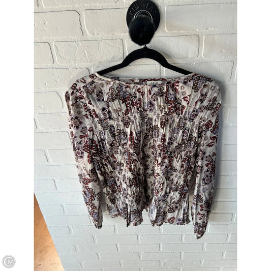 Top Long Sleeve By Ana In Brown & Cream, Size: M