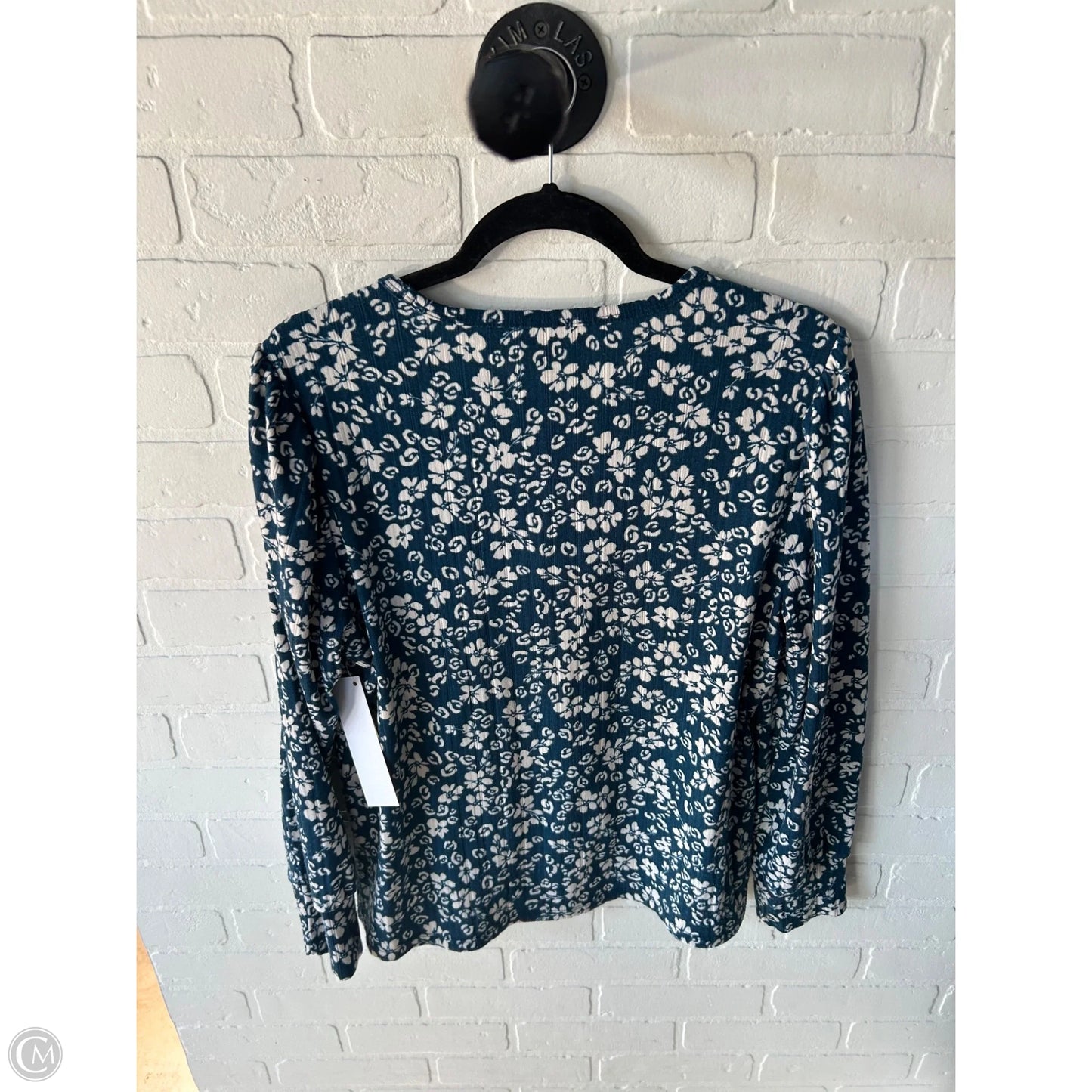 Top Long Sleeve By Loft In Blue & Cream, Size: Xl
