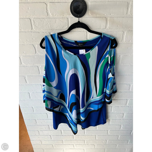 Top 3/4 Sleeve By Investments In Blue & White, Size: M