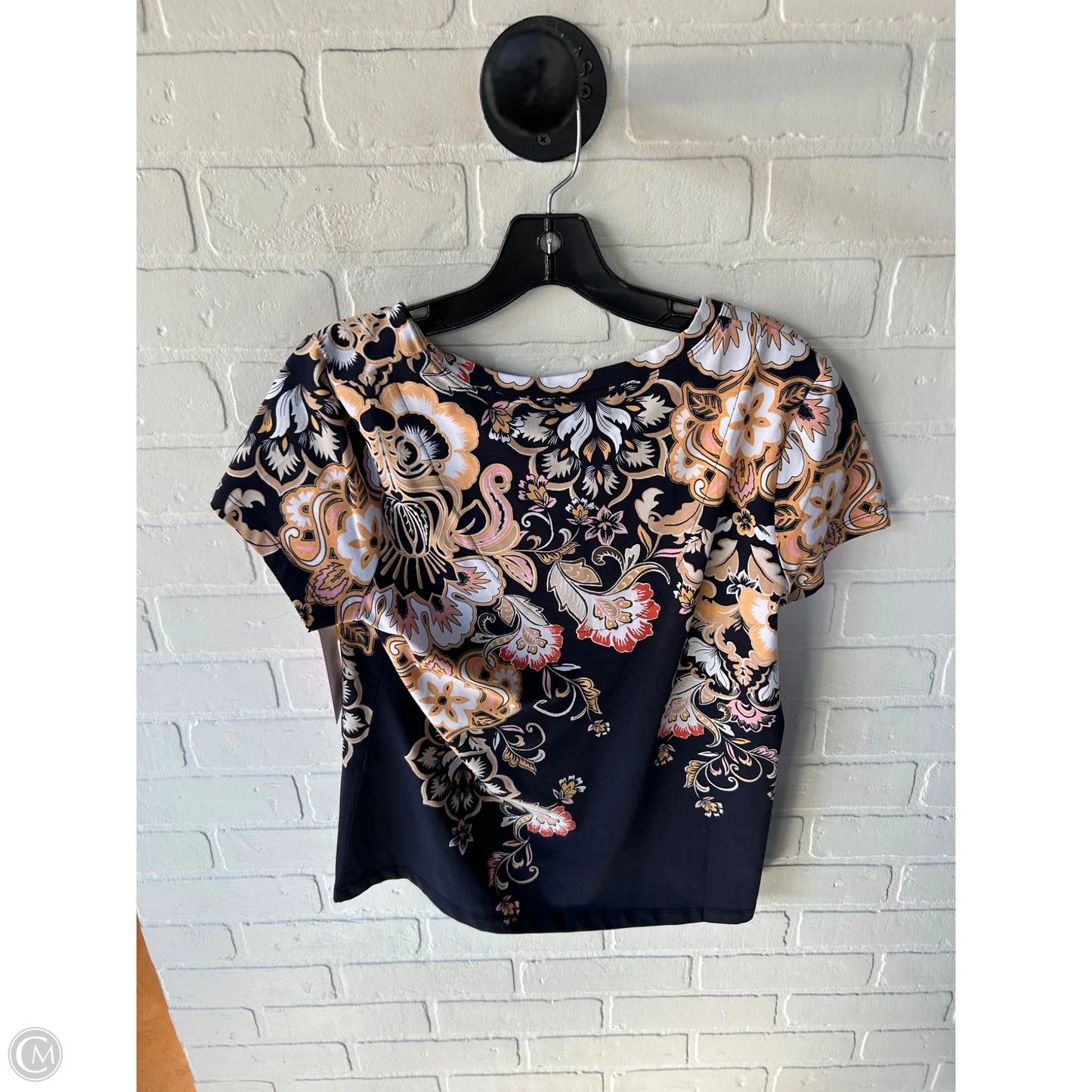 Top Short Sleeve By Chicos In Blue & Orange, Size: M