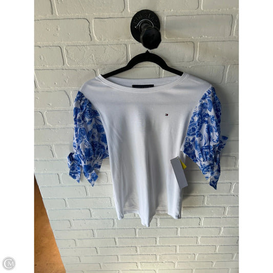 Top Short Sleeve By Tommy Hilfiger In Blue & White, Size: M