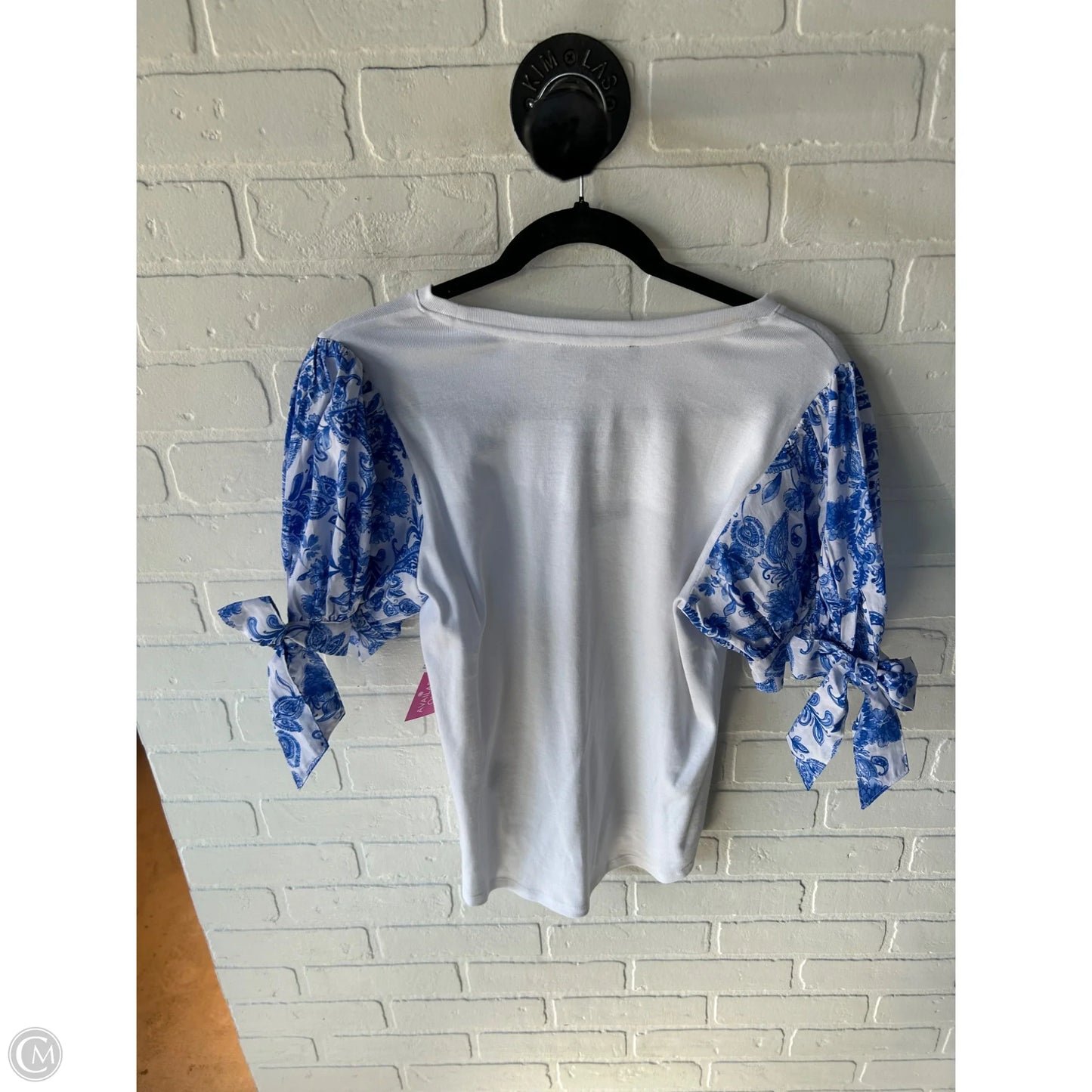 Top Short Sleeve By Tommy Hilfiger In Blue & White, Size: M