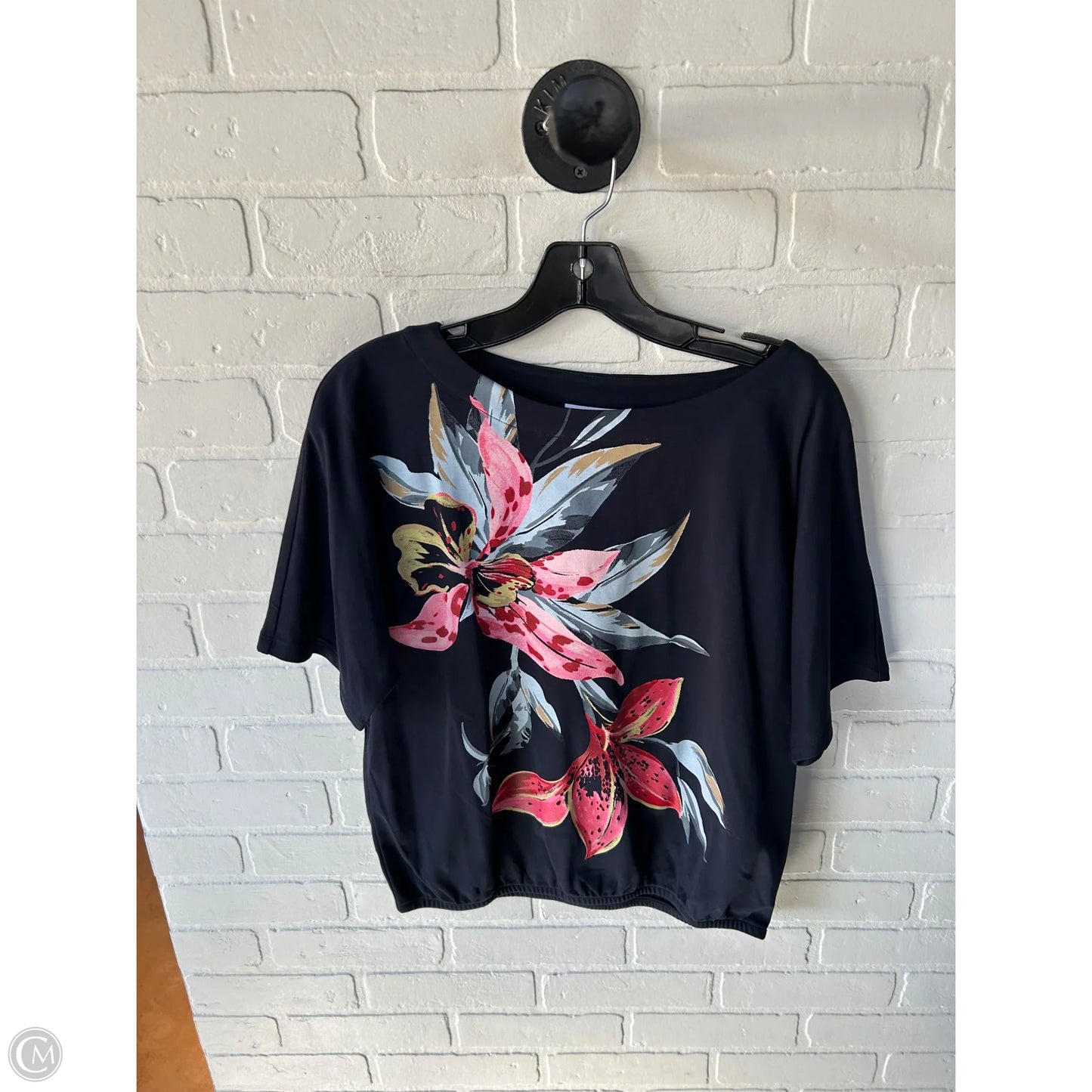 Top Short Sleeve By Chicos In Navy, Size: M