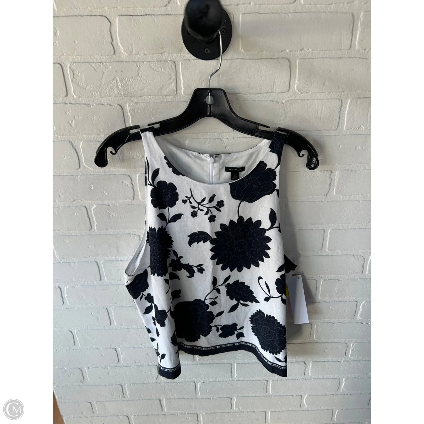 Top Sleeveless By Ann Taylor In Blue & White, Size: L