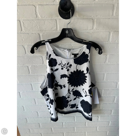 Top Sleeveless By Ann Taylor In Blue & White, Size: L