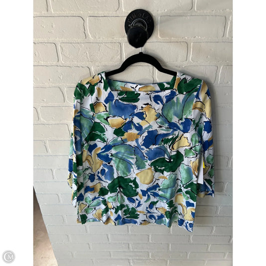 Top Long Sleeve By Chicos In Blue & White, Size: L