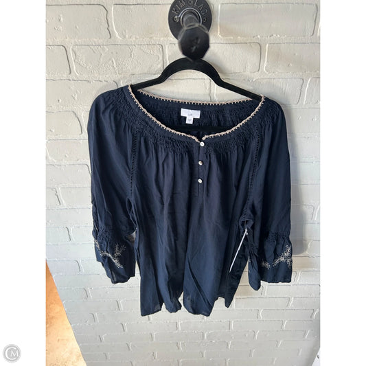 Top 3/4 Sleeve By J. Jill In Blue & Brown, Size: L