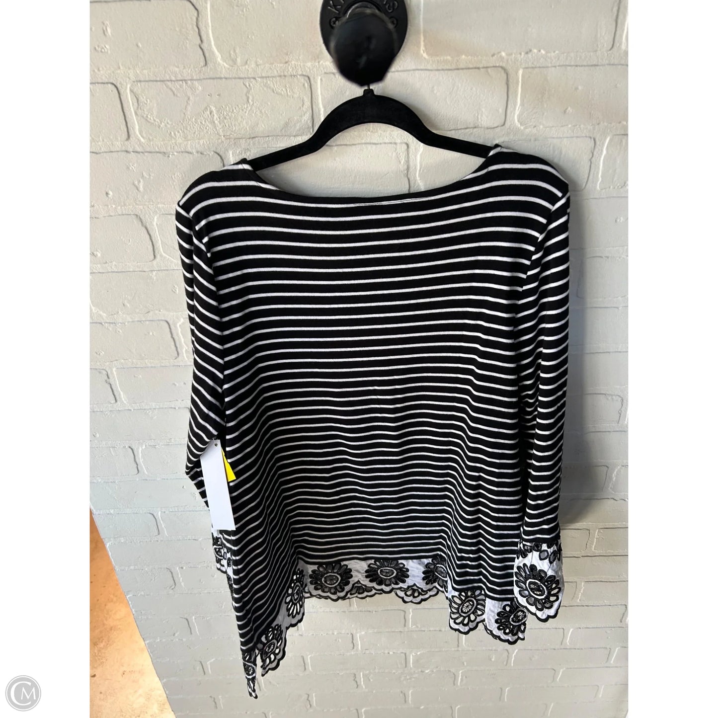 Top Long Sleeve By Charter Club In Black & White, Size: Xl