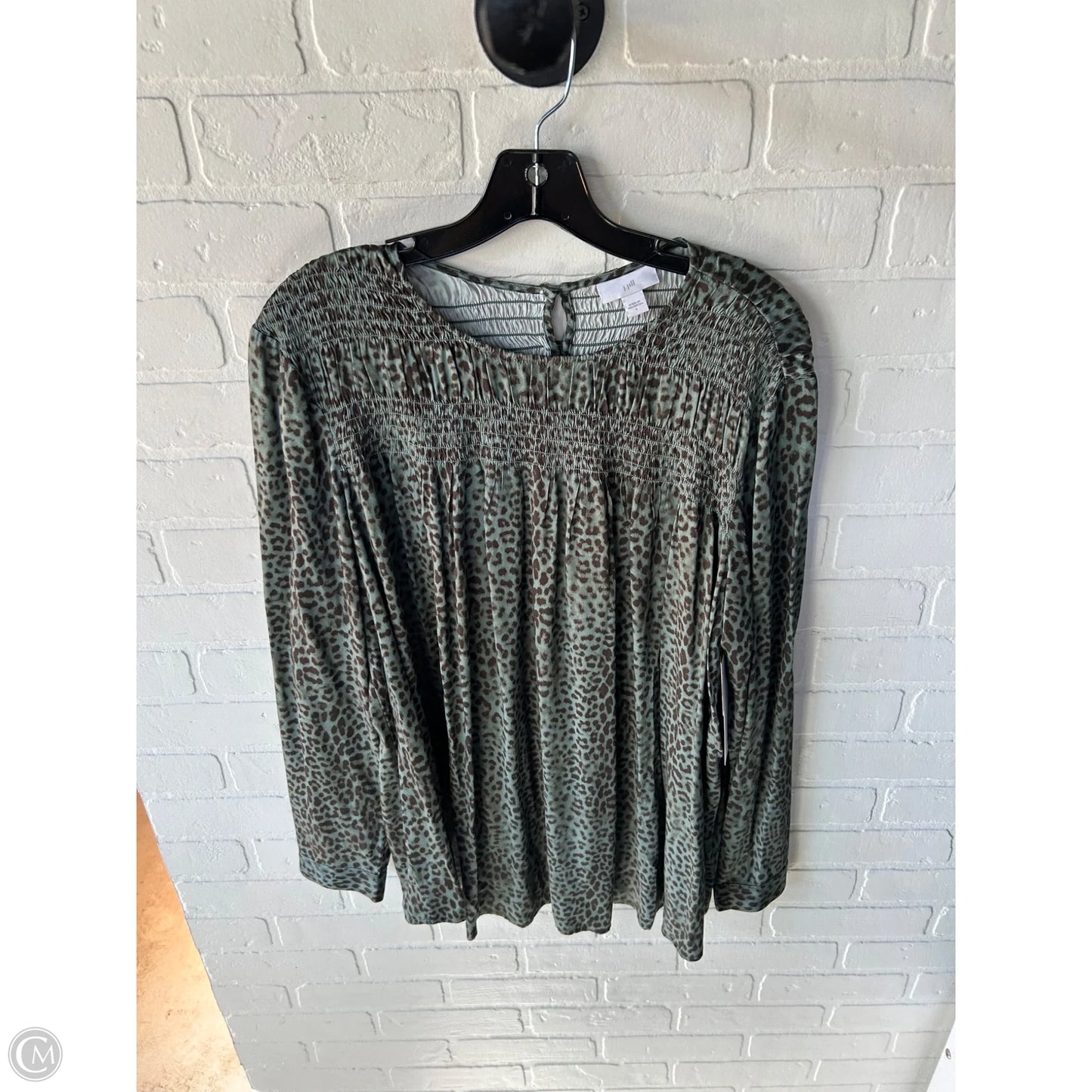 Top Long Sleeve By J. Jill In Black & Green, Size: L