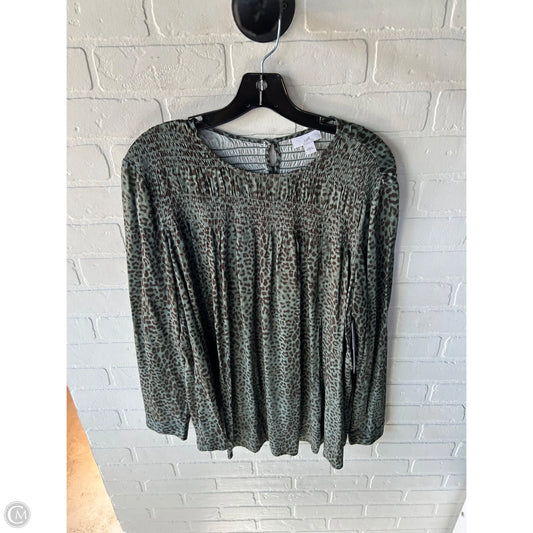 Top Long Sleeve By J. Jill In Black & Green, Size: L
