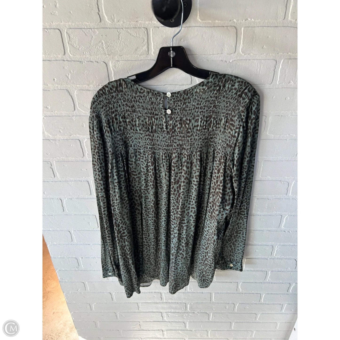 Top Long Sleeve By J. Jill In Black & Green, Size: L