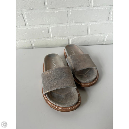 Sandals Flats By J Slides In Silver, Size: 6.5