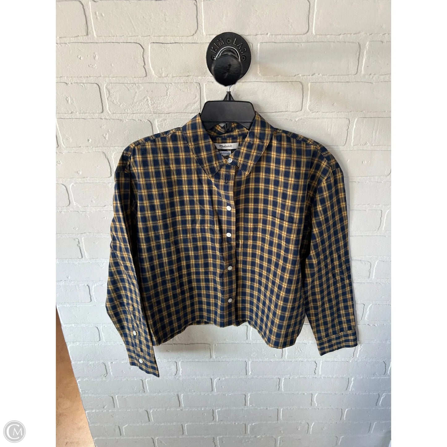 Top Long Sleeve By Madewell In Blue & Yellow, Size: Xs