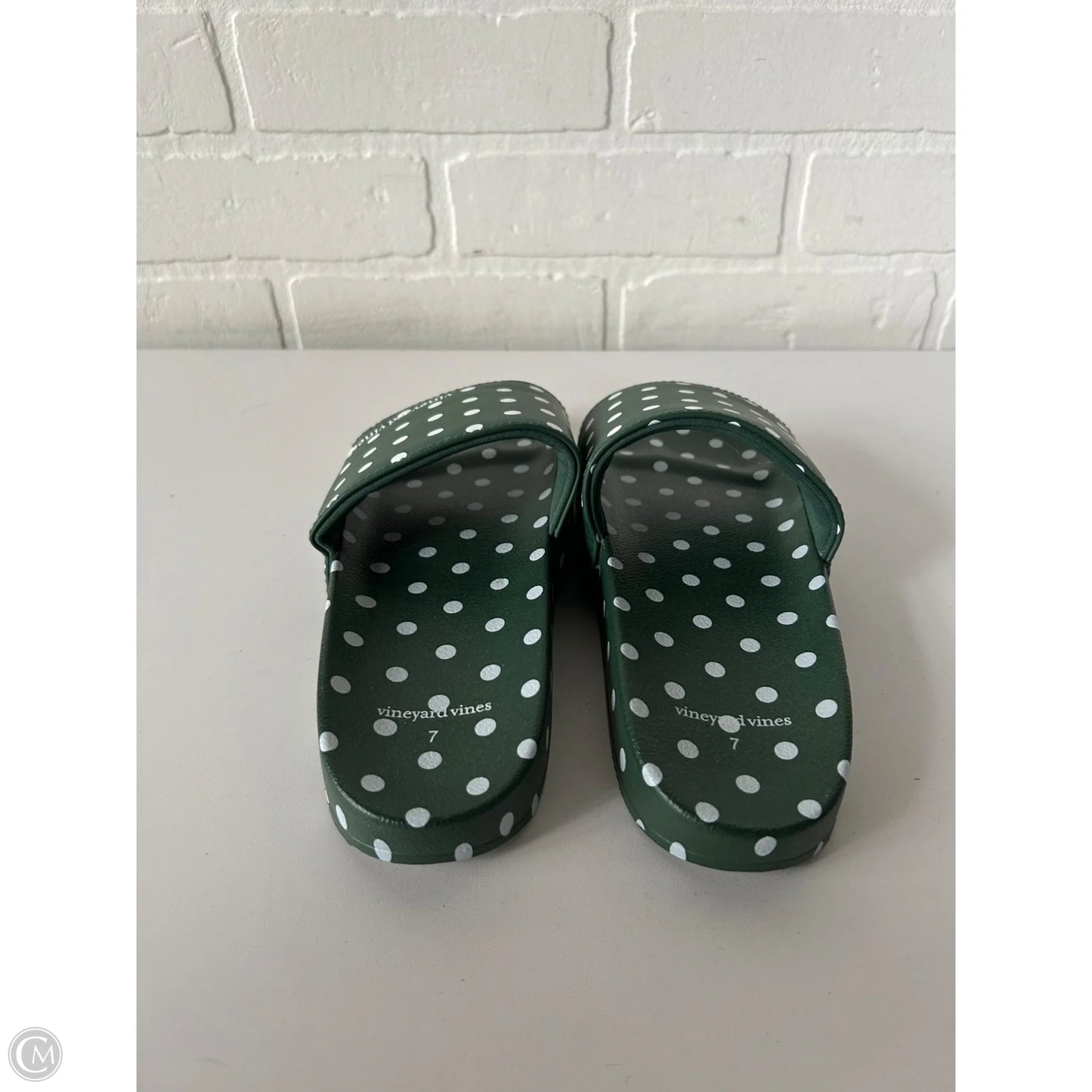 Sandals Flats By Vineyard Vines In Green & White, Size: 7