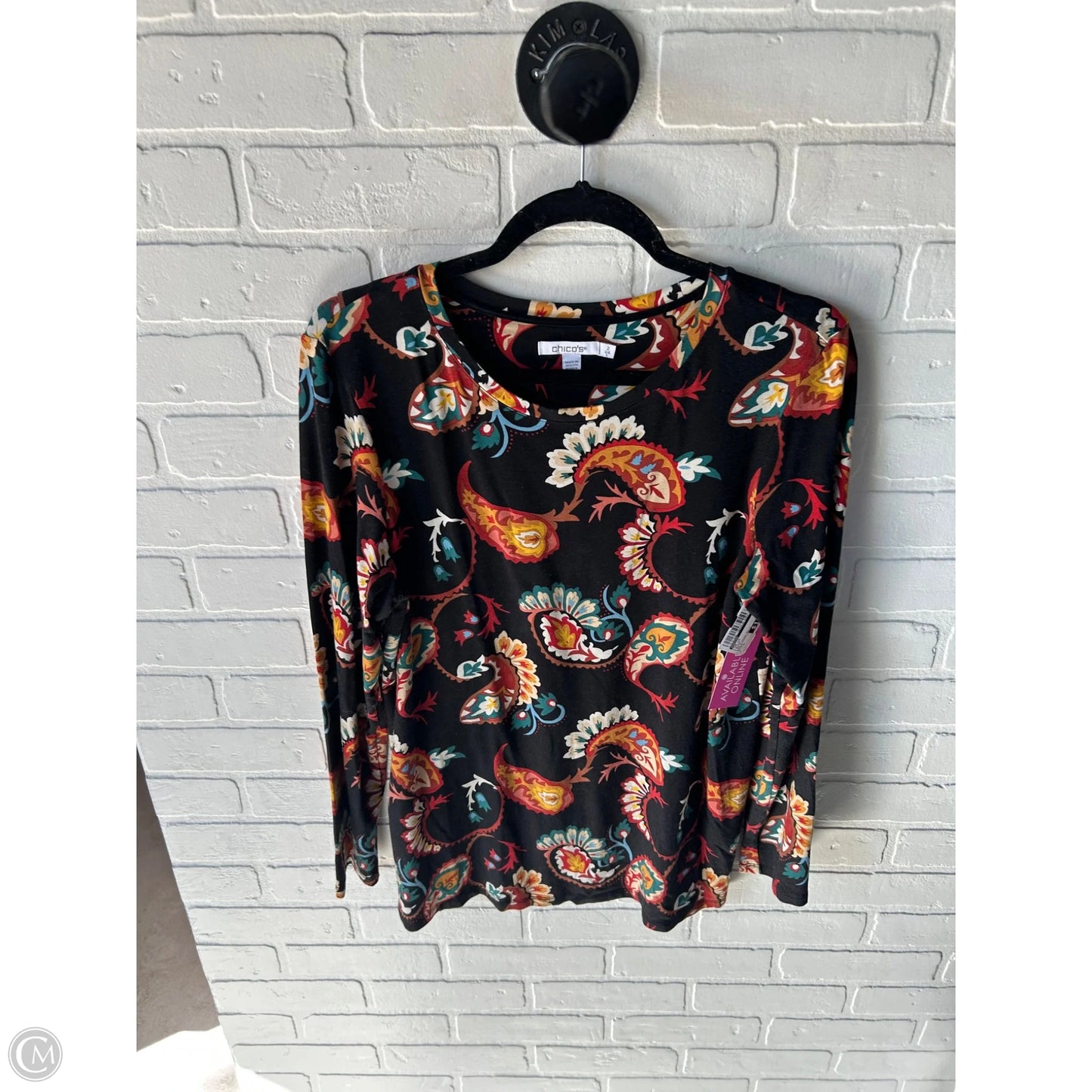 Top Long Sleeve By Chicos In Black, Size: L