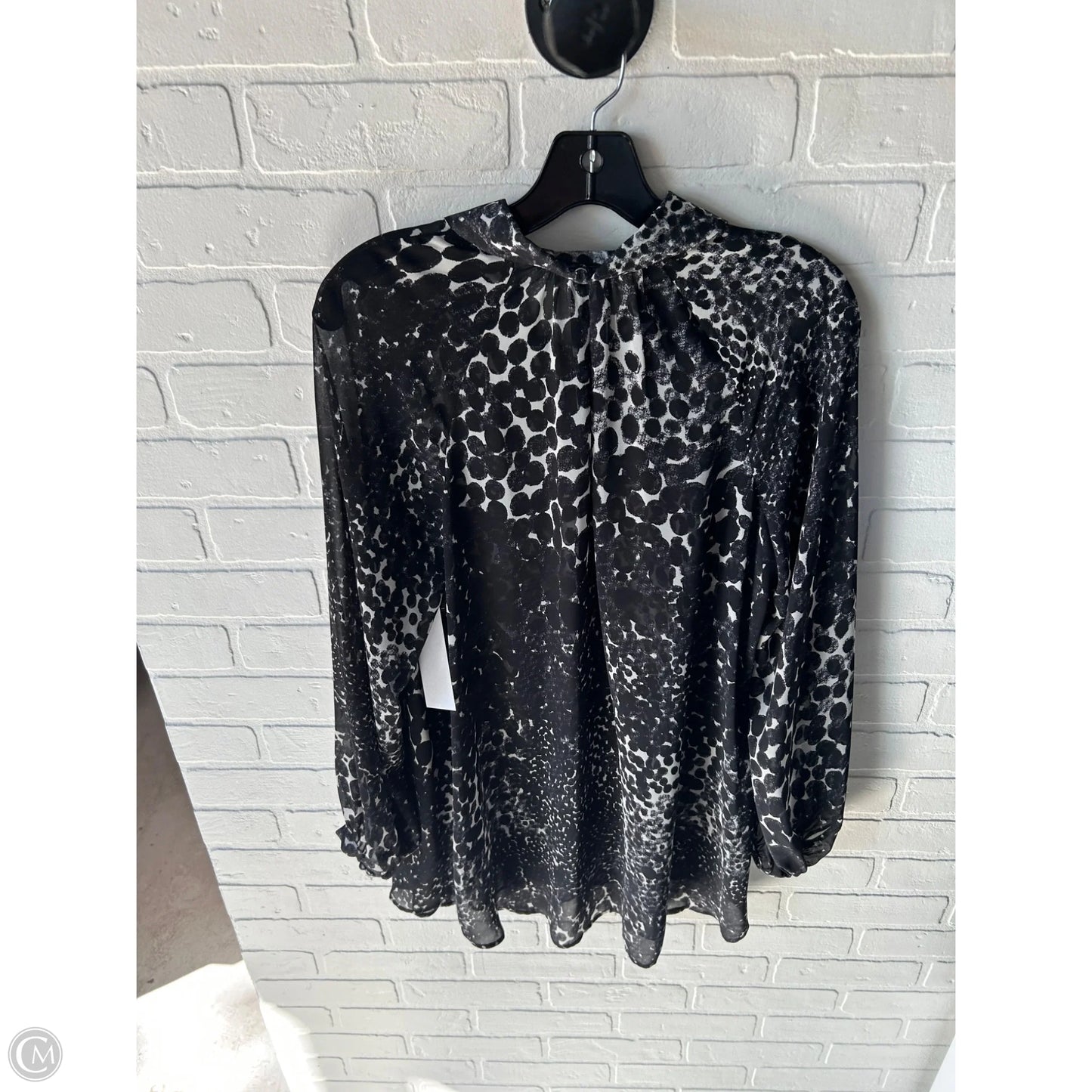 Top Long Sleeve By Cabi In Black & White, Size: M