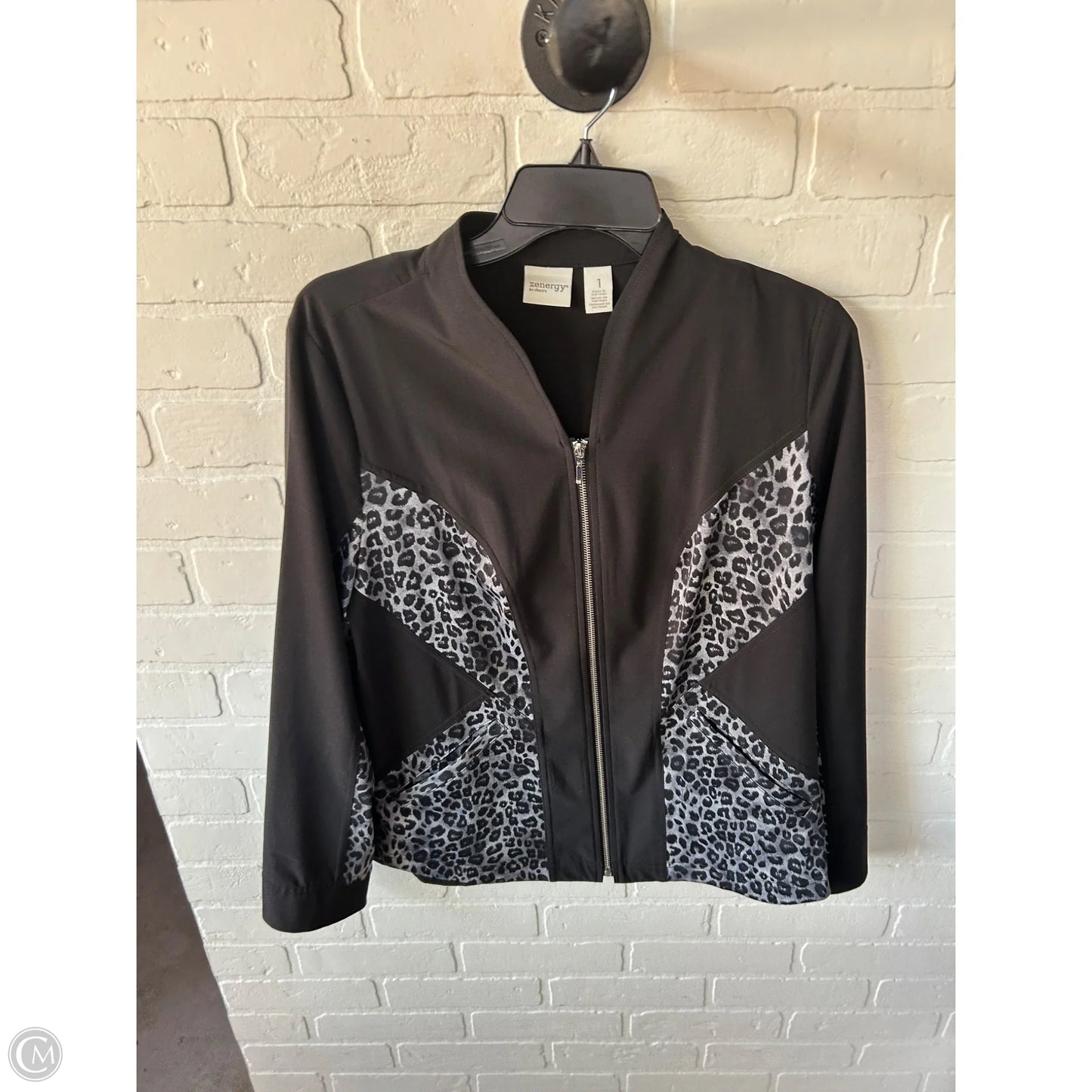 Jacket Other By Zenergy By Chicos In Black & Grey, Size: M