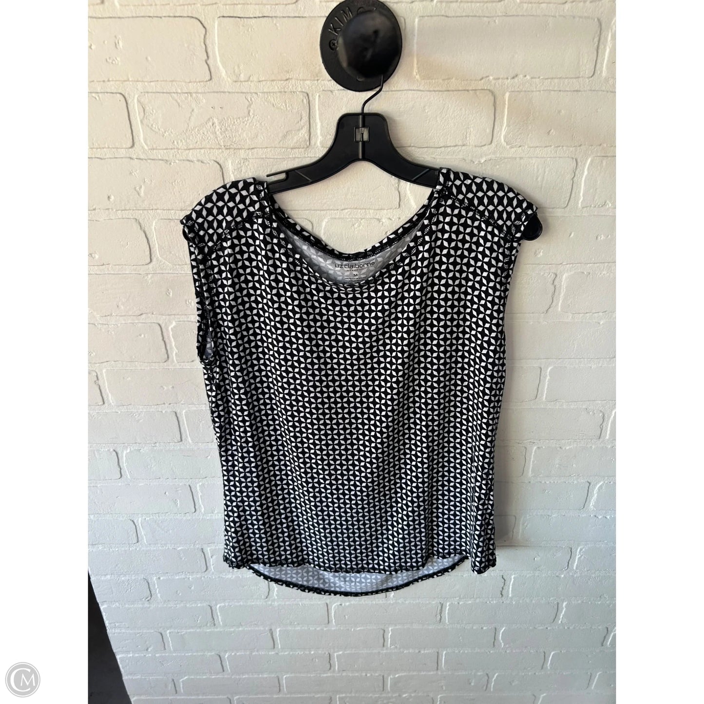 Top Sleeveless By Liz Claiborne In Black & White, Size: M