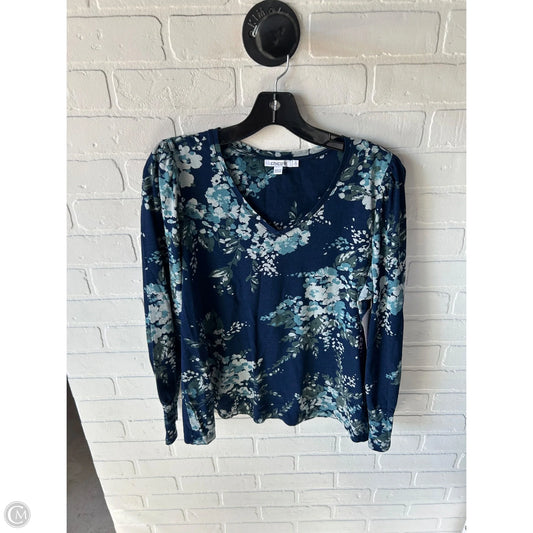 Top Long Sleeve By Chicos In Blue & Grey, Size: L