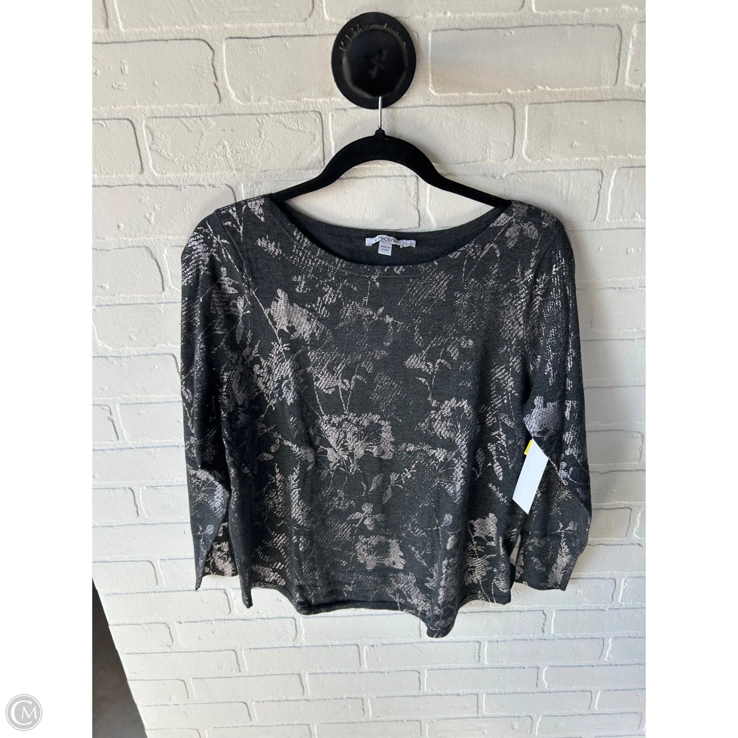 Sweater By Chicos In Grey & Silver, Size: L