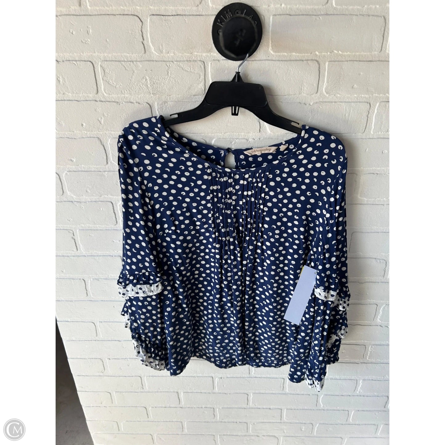 Top Long Sleeve By Soft Surroundings In Blue & White, Size: M