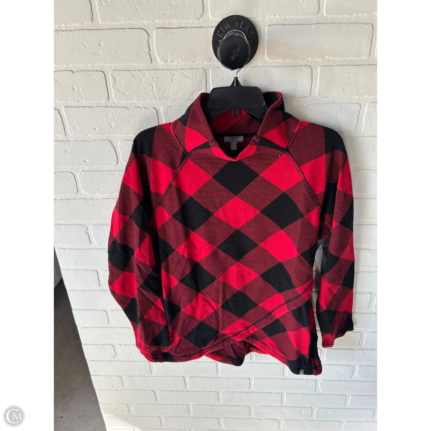 Top Long Sleeve By Talbots In Black & Red, Size: L
