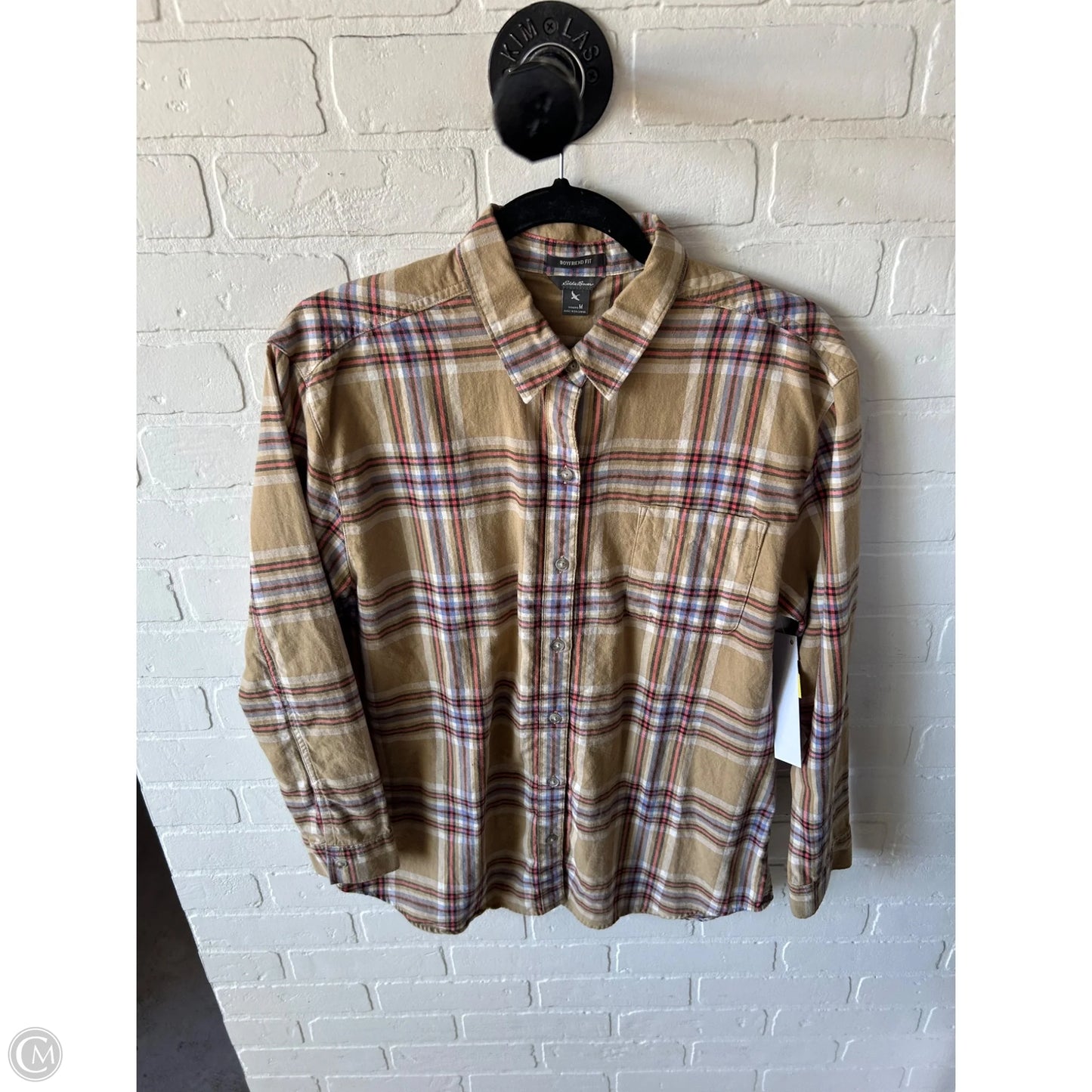 Top Long Sleeve By Eddie Bauer In Tan, Size: M