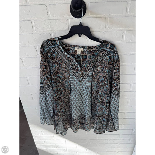 Top Long Sleeve By Style And Company In Black & Blue, Size: Xl