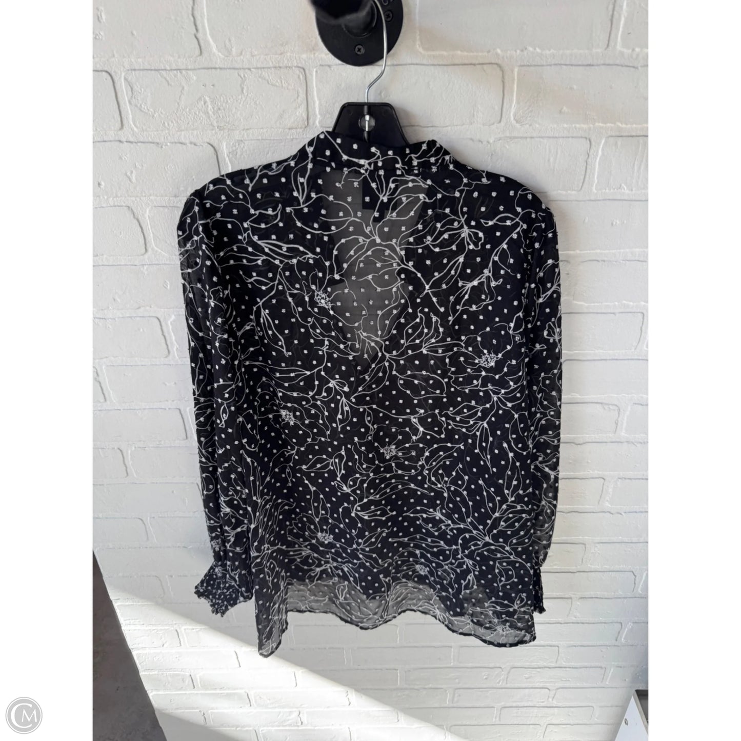 Top Long Sleeve By Bobeau In Black & White, Size: 1x