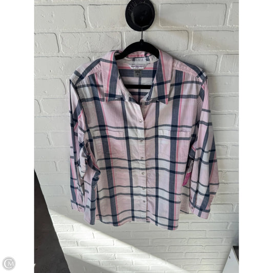 Top Long Sleeve By Allison Daley In Blue & Pink, Size: 2x