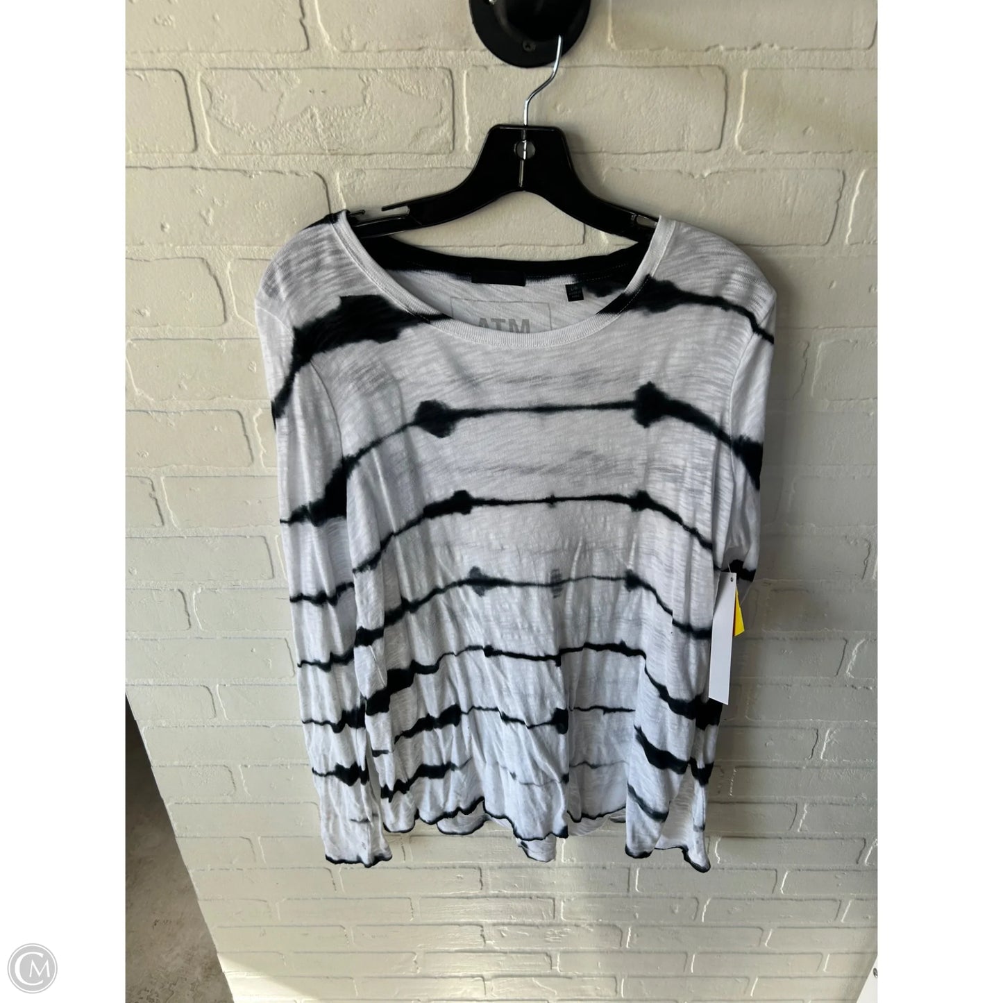 Top Long Sleeve Basic By Atm In Black & White, Size: L