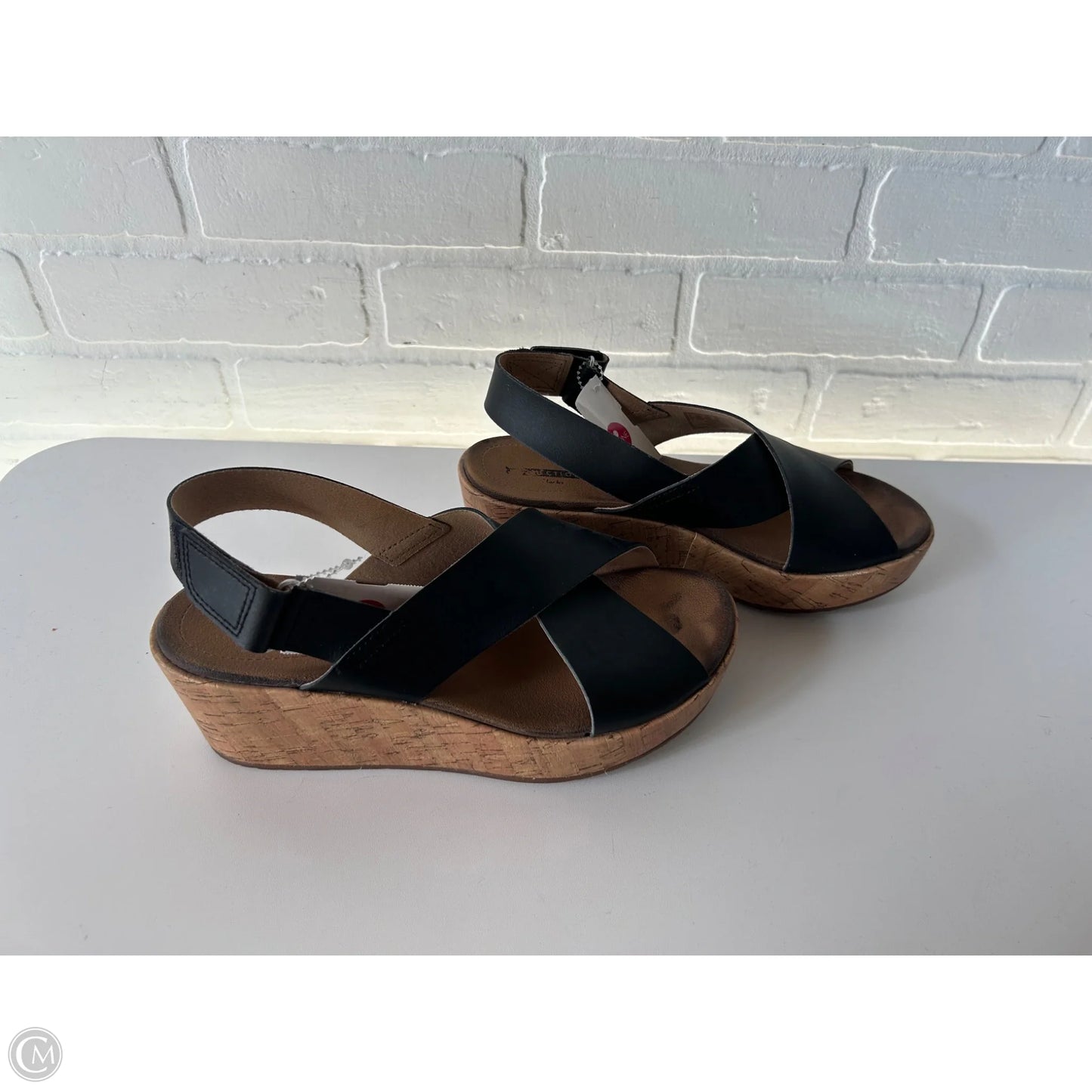 Sandals Heels Wedge By Clarks In Black, Size: 8