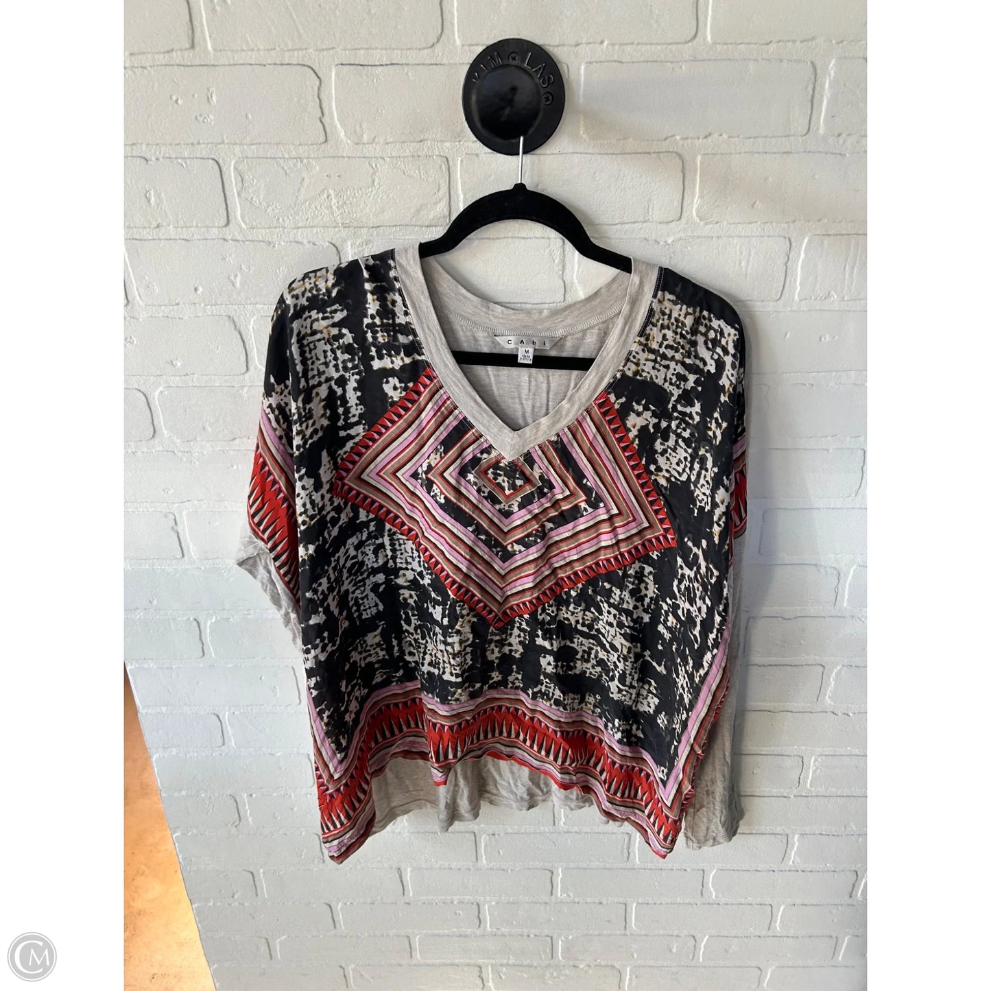 Top Long Sleeve By Cabi In Grey & Tan, Size: M