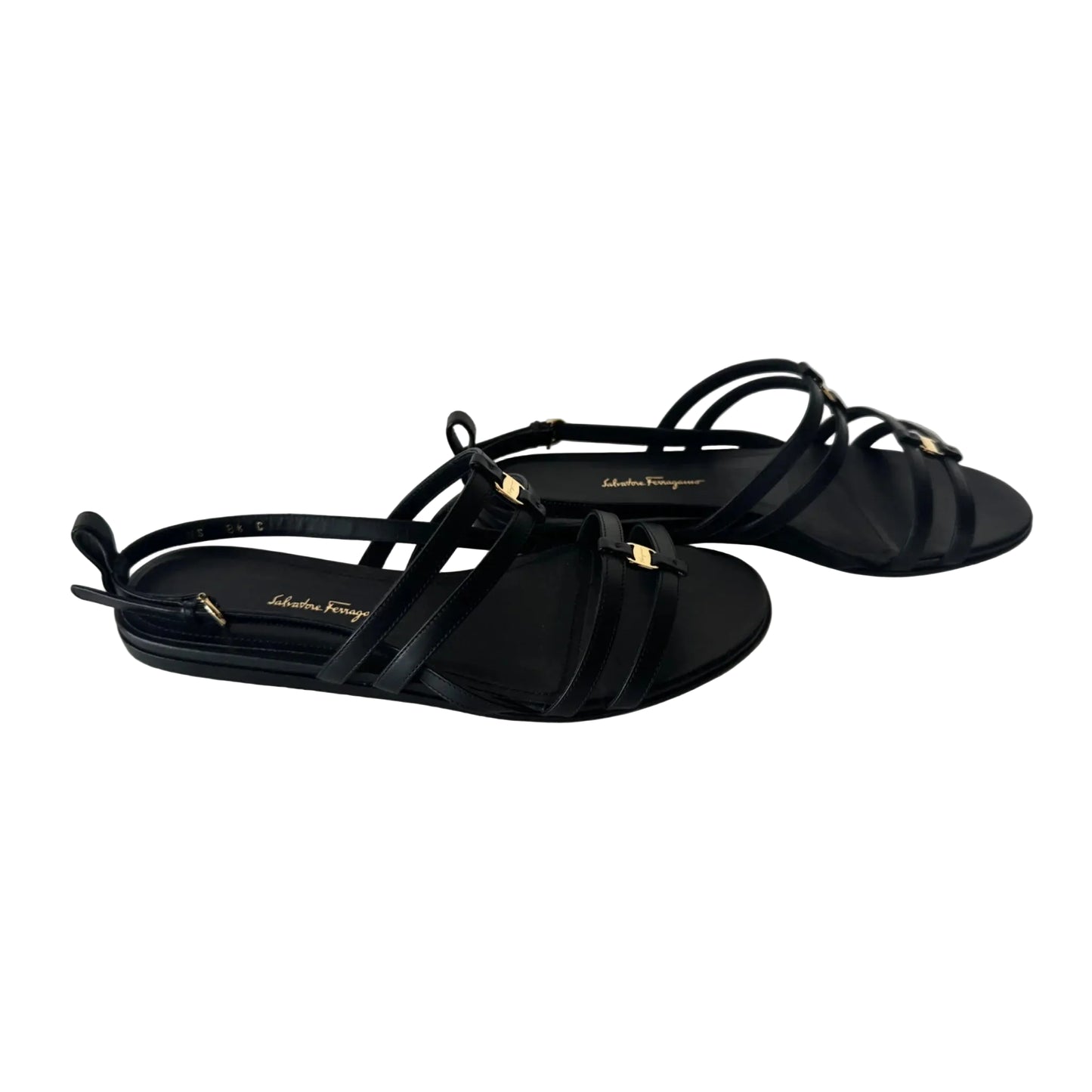 Sandals Luxury Designer By Ferragamo In Black, Size: 8.5