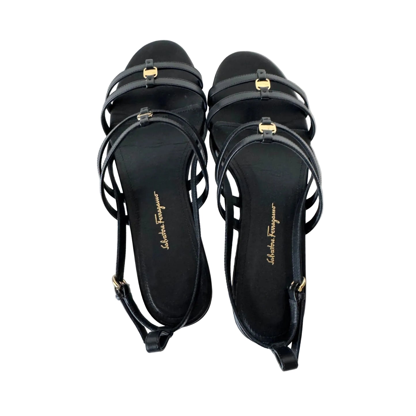 Sandals Luxury Designer By Ferragamo In Black, Size: 8.5