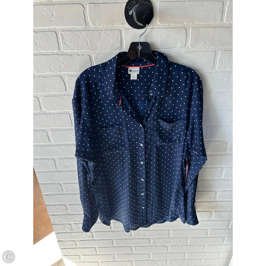 Top Long Sleeve By Stylus In Blue & White, Size: Xl