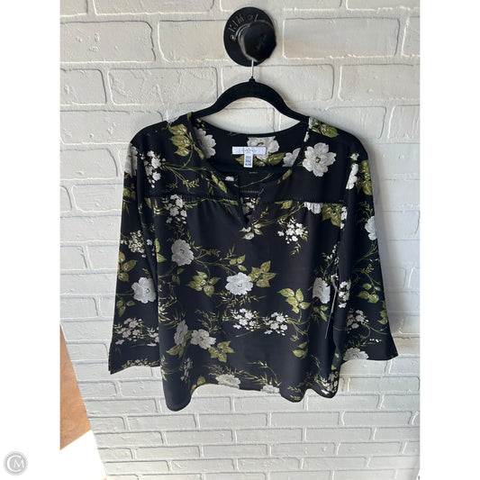 Top Long Sleeve By Fever In Black & Blue, Size: Xl