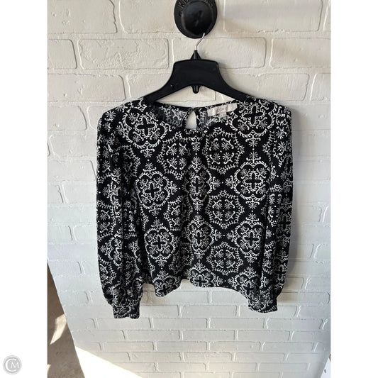 Top Long Sleeve By Loft In Black & White, Size: M