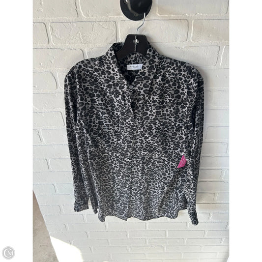 Top Long Sleeve By Equipment In Black & Grey, Size: M