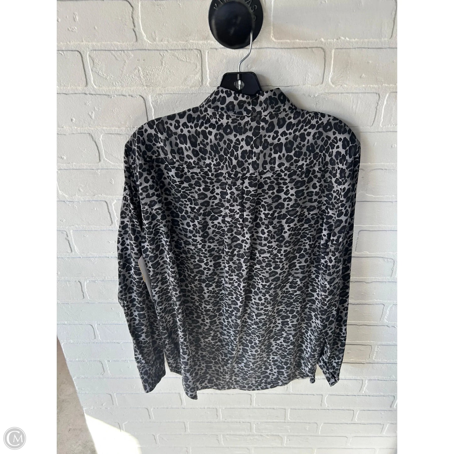 Top Long Sleeve By Equipment In Black & Grey, Size: M