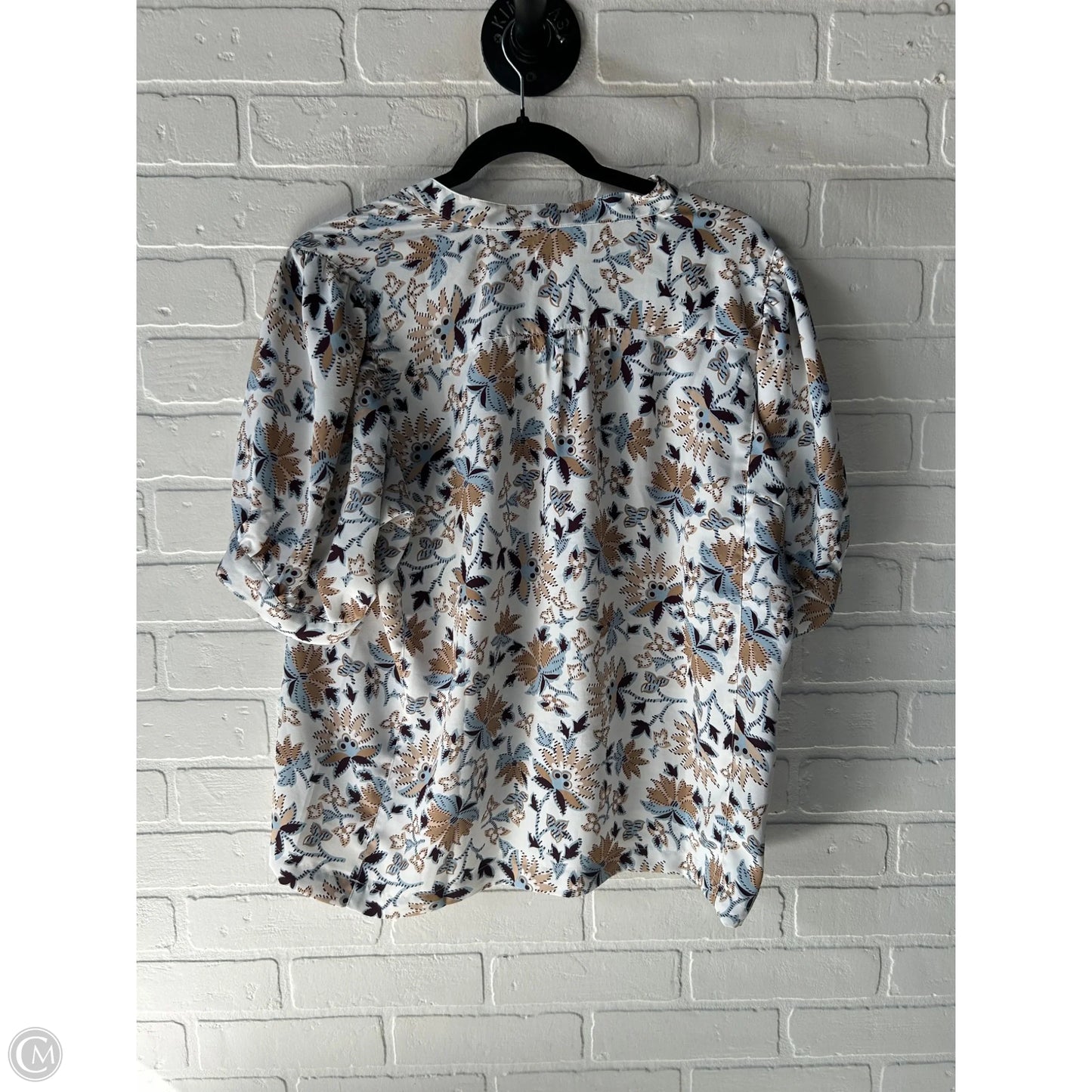 Top Short Sleeve By Ann Taylor In Blue & Tan, Size: L