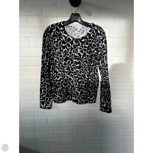 Sweater Cardigan By Charter Club In Black & White, Size: Mp
